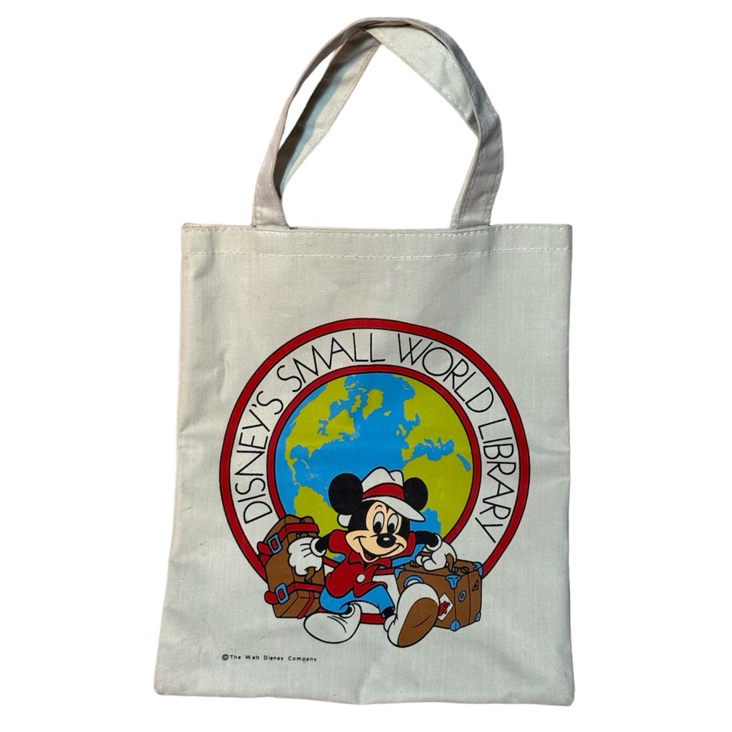 Vintage Disneys Small World Library Mickey Mouse Canvas Tote Bag